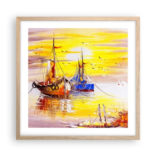 Poszter világos tölgy keretben - Megérdemelt pihenés a kikötőben - 50x50 cm