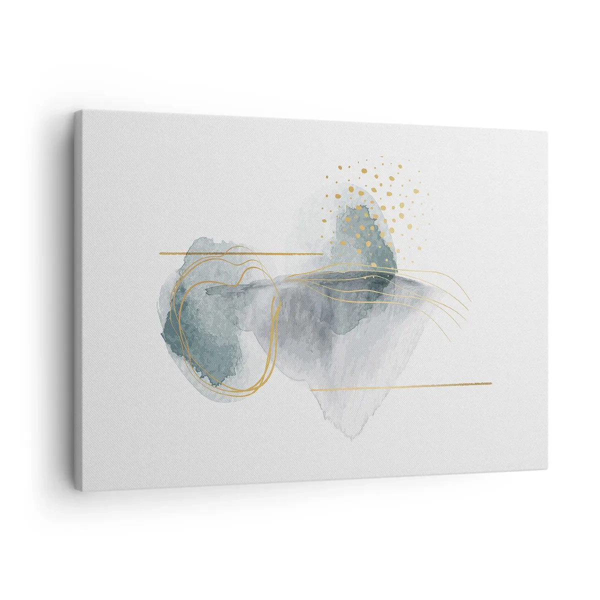 Vászonkép - Egy absztrakt kompozíció türkiz és arany árnyalatokban. - 70x50cm - A szürkeség és az arany kapcsolatáról - Modern fali dekoráció nappalihoz és hálószobához ARTTOR