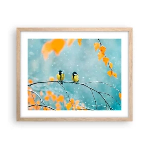 Poszter világos tölgy keretben - Madárpletykák - 50x40 cm