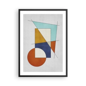 Poszter fehér keretben - Geometrikus absztrakció színes alakokkal és vonalakkal - 50x70cm - Absztrakció: modernista szórakozás - Modern fali dekoráció nappalihoz és hálószobához ARTTOR
