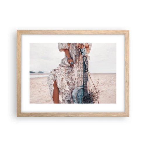 Poszter világos tölgy keretben - Hippik az úton - 40x30 cm