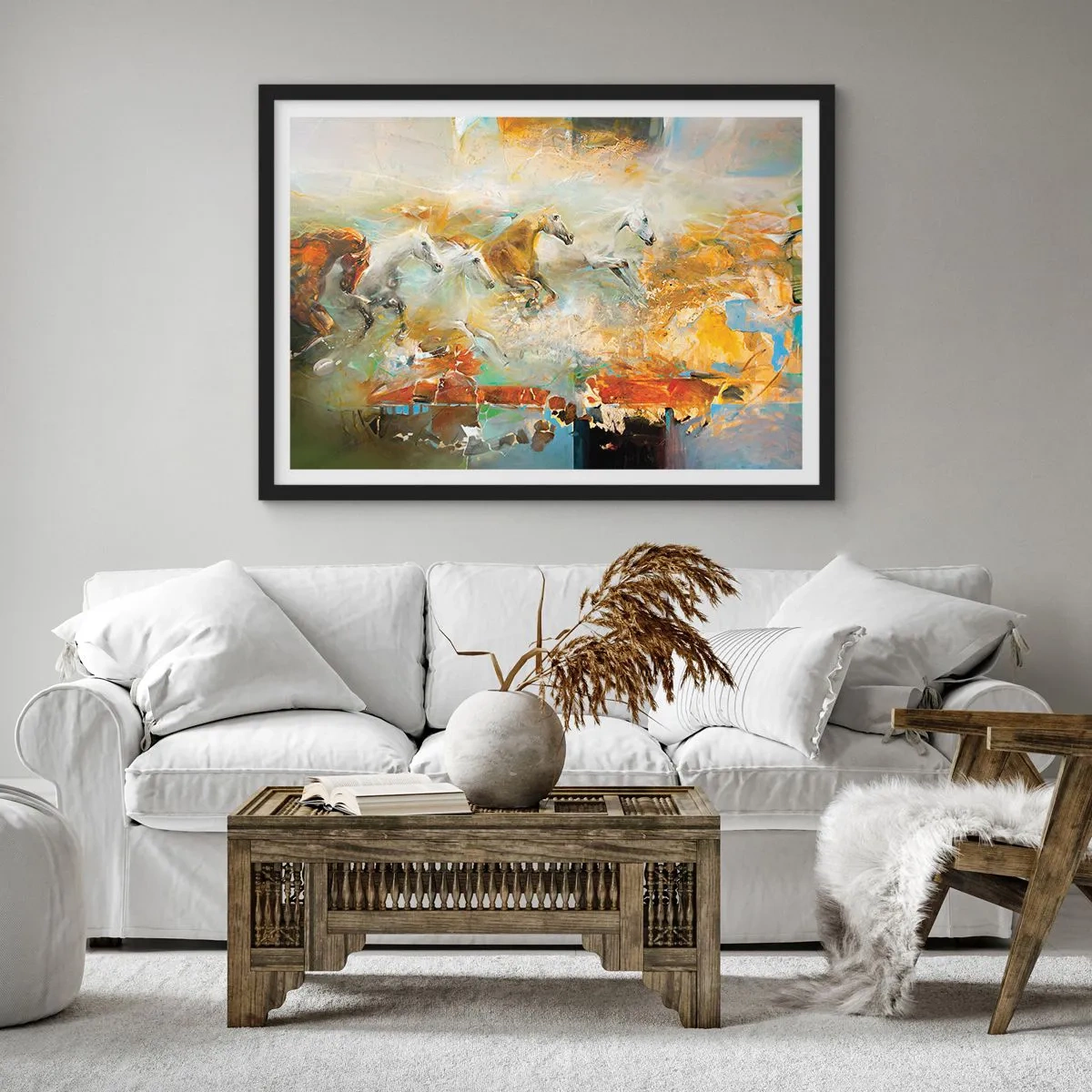 Poszter fehér keretben - Vágta a fényen át  - 91x61 cm