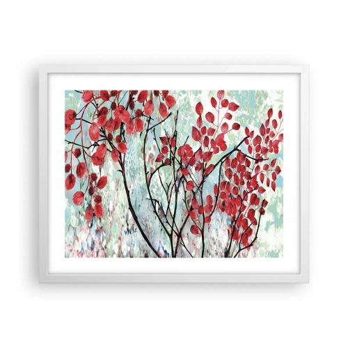 Poszter fekete keretben - Fa skarlát színben - 50x40 cm