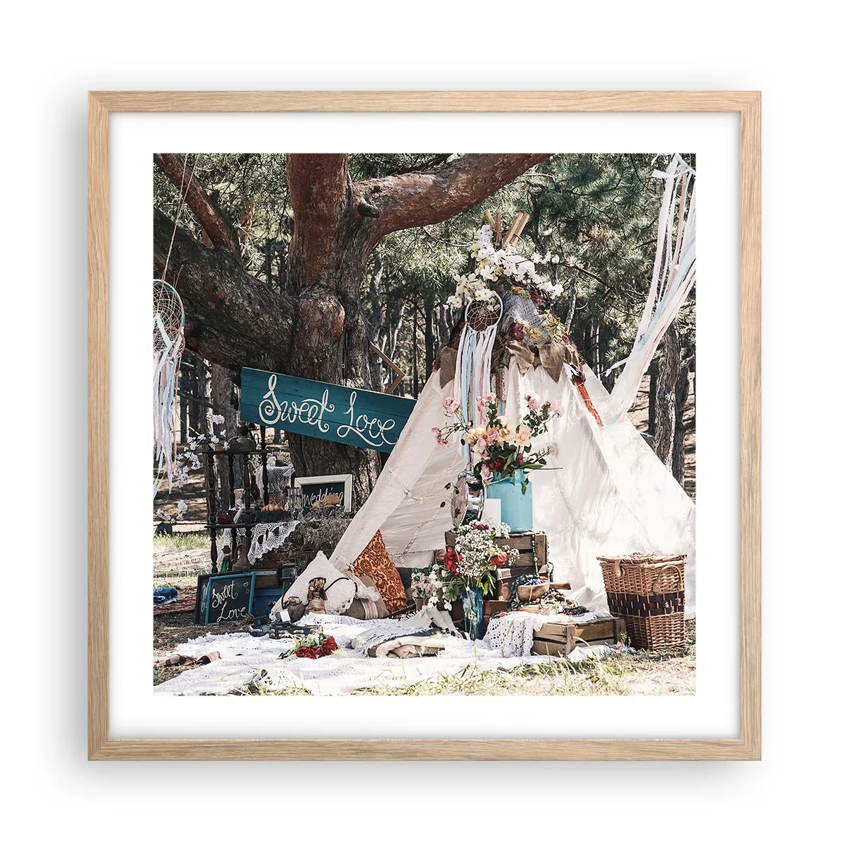 Poszter világos tölgy keretben - Make love… - 50x50 cm