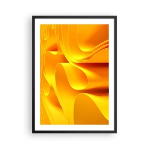 Poszter fehér keretben - Absztrakt kompozíció arany és narancs árnyalataiban - 50x70cm - Mint a nap hullámai - Modern fali dekoráció nappalihoz és hálószobához ARTTOR