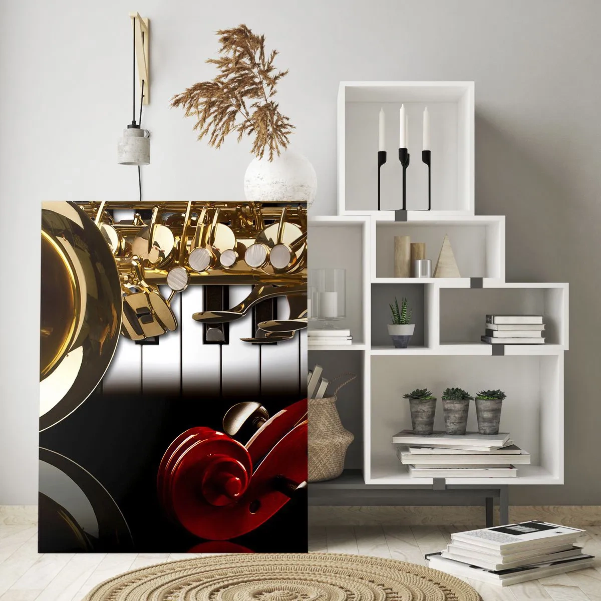 Üveg kép - Fémlemez, fa és elefántcsont - 50x70 cm