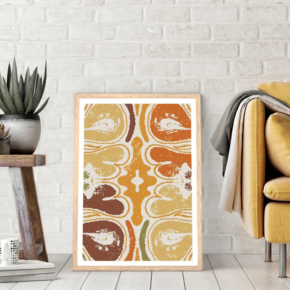 Poszter világos tölgy keretben - Érzelmes absztrakció - 70x100 cm