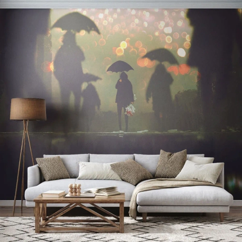 Egyedi tapéta Premium Canvas - Egy esőcsepp szemszögéből - Sétálj az esőben, Emberek, Grafika