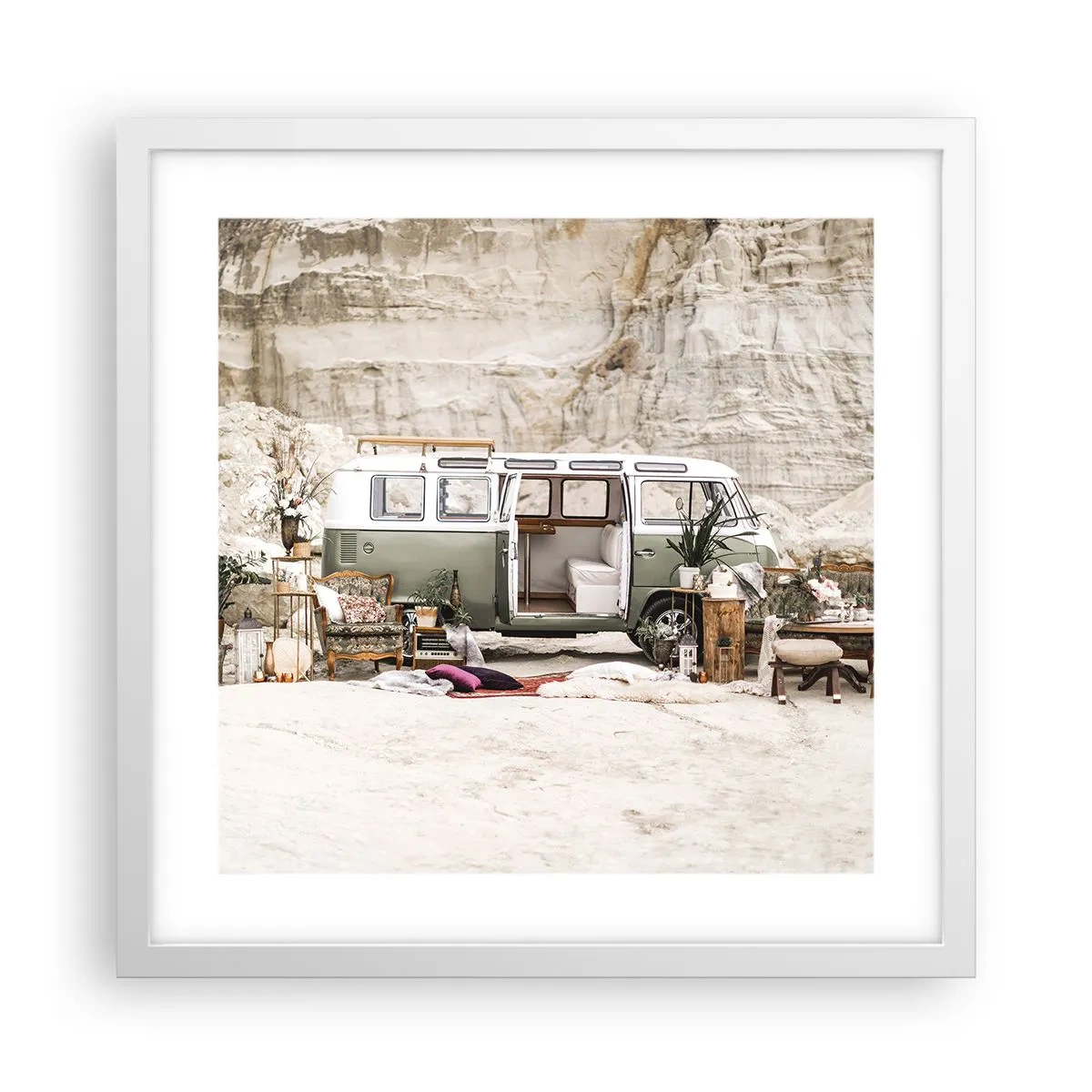 Poszter fekete keretben - Ideje elkezdeni az utazást - 40x40 cm