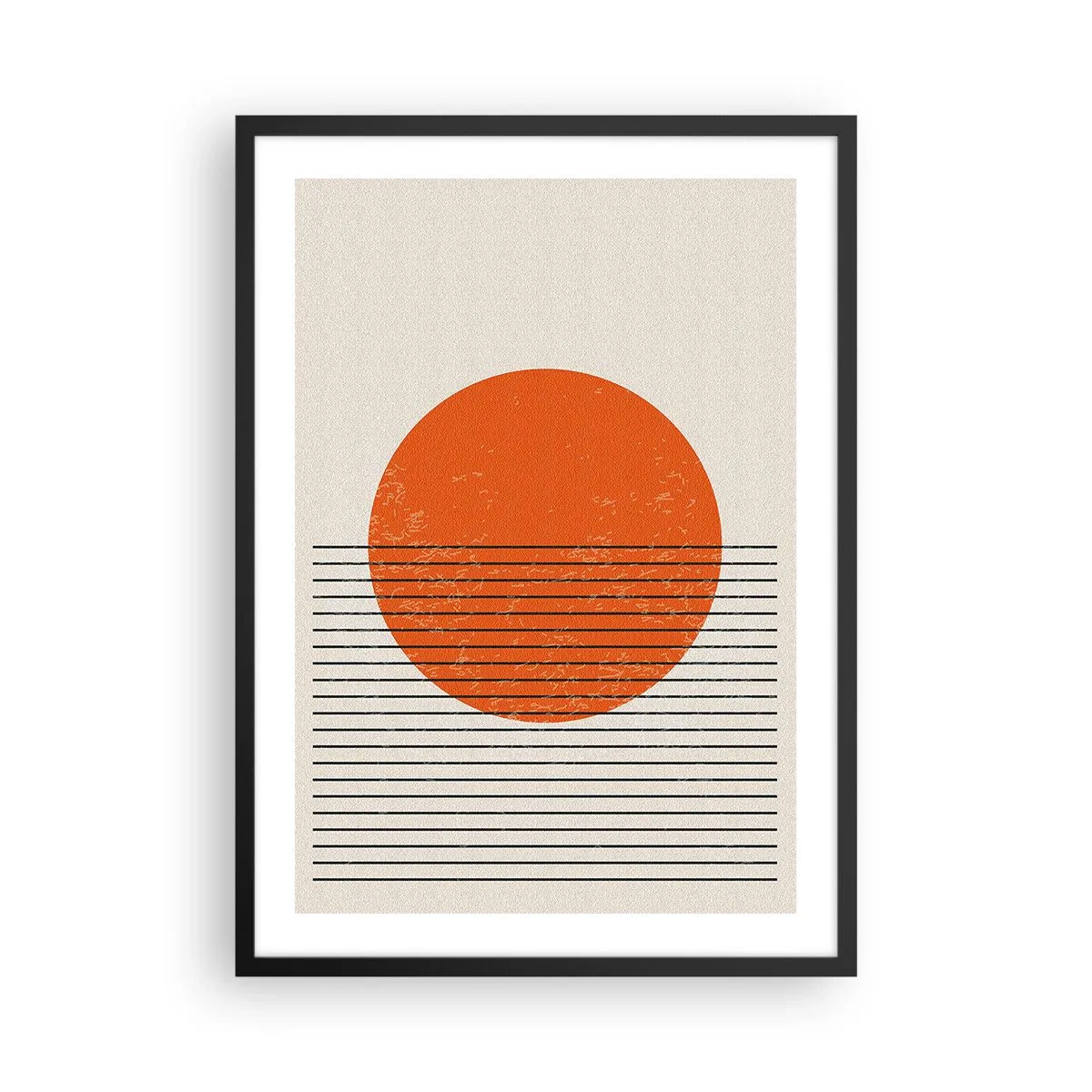 Poszter fehér keretben - Minimalista naplemente geometrikus formában - 50x70cm - Mindig a nap - Modern fali dekoráció nappalihoz és hálószobához ARTTOR