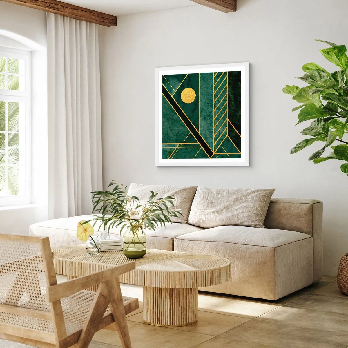 Poszter fekete keretben - Az arany és azúrkék dinamikája - 30x30 cm