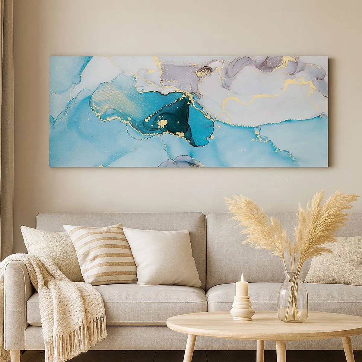 Vászonkép - Tanulmány a szürke és a türkiz találkozásáról - 100x40 cm