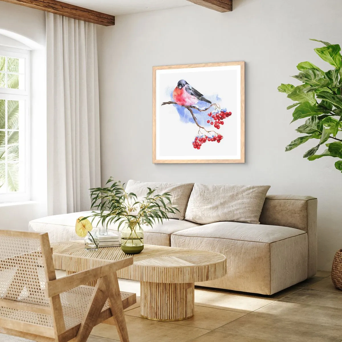 Poszter világos tölgy keretben - Téli színben - 50x50 cm