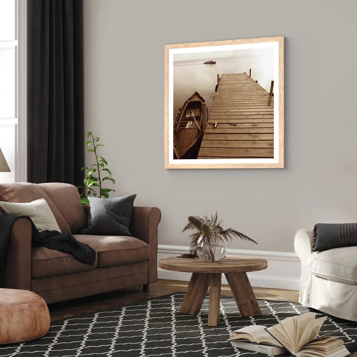 Poszter világos tölgy keretben - Nagy béke - 30x30 cm