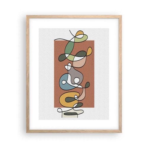 Poszter világos tölgy keretben - Absztrakció: színes kuszaság - 40x50 cm