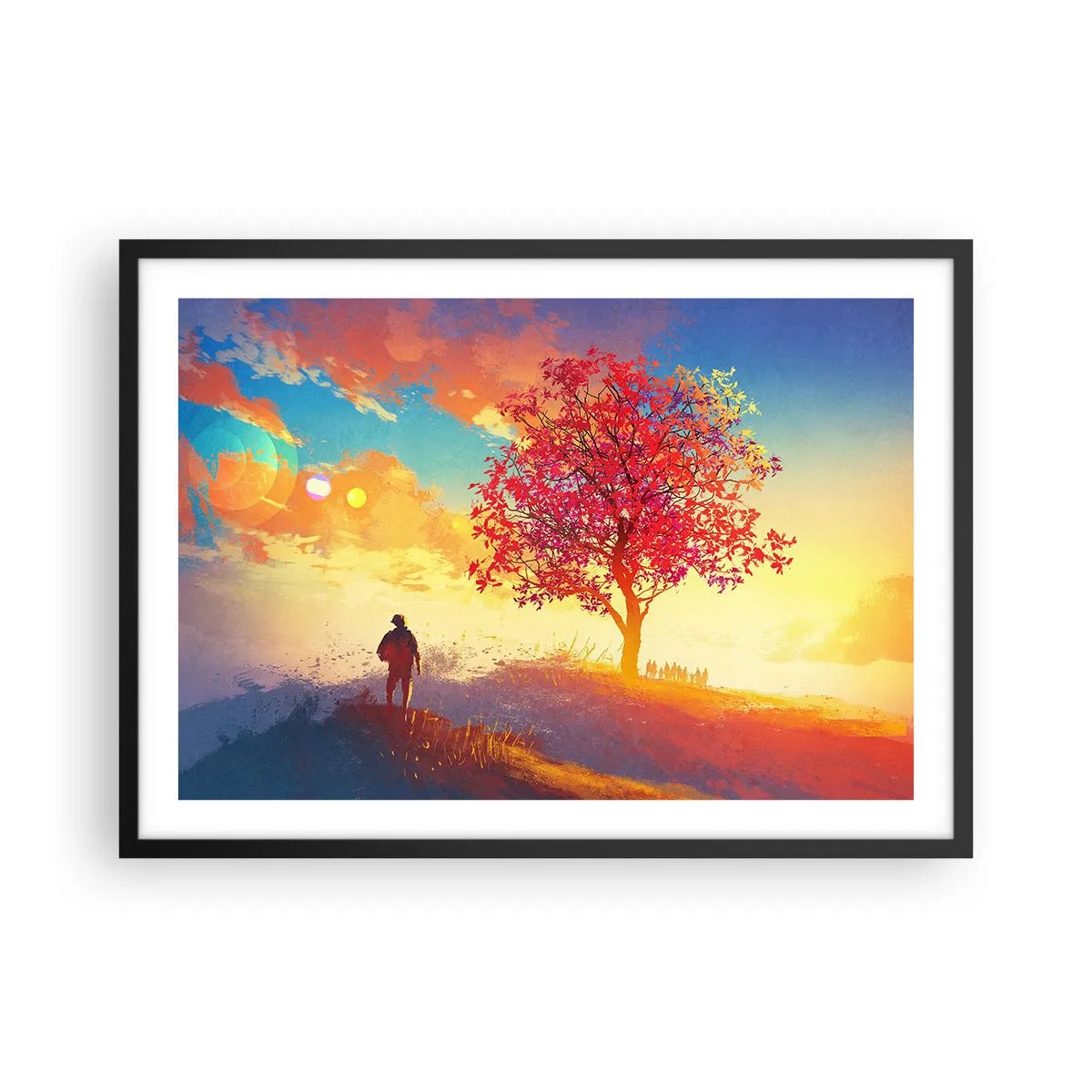 Poszter fehér keretben - Zarándok a célállomáson - 70x50 cm