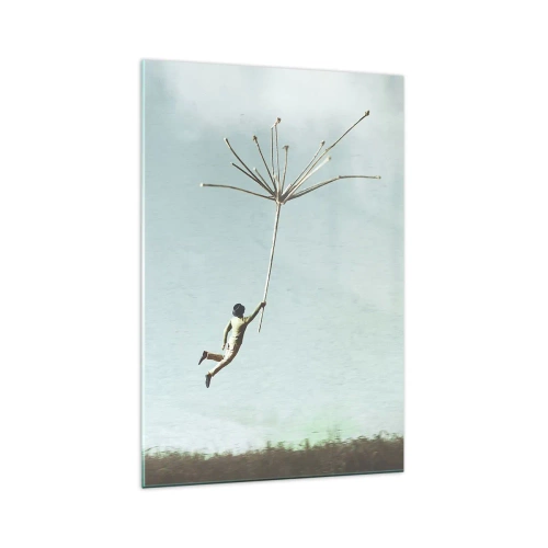 Üveg kép - Sárkányrepülők, pitypangok, szél - 70x100 cm