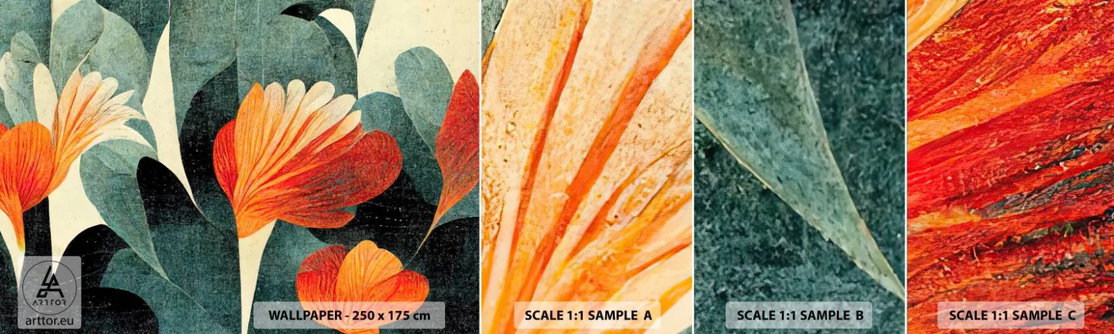 Fotótapéta Minta Öntapadós Deluxe Sticker - A trópusok forrósága és a zöldellő hűvösség - Növénytan, Boho, Grunge - 100x30 cm