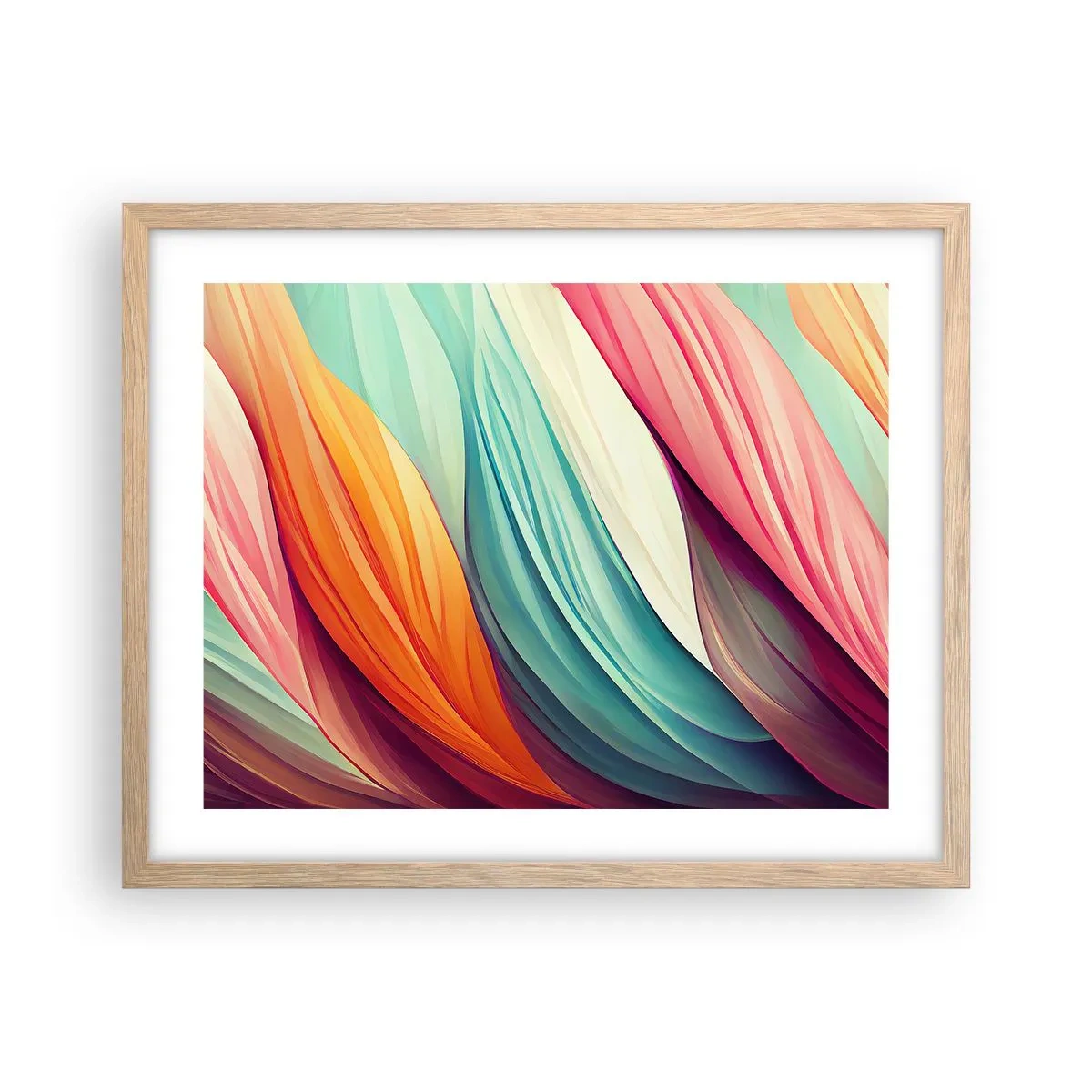 Poszter világos tölgy keretben - Szivárványos szövés - 50x40 cm