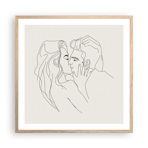 Poszter világos tölgy keretben - Összegabalyodva az érzésben - 60x60 cm