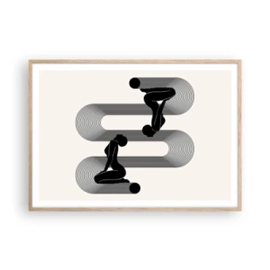 Poszter világos tölgy keretben - Érzéki szimmetria - 100x70 cm