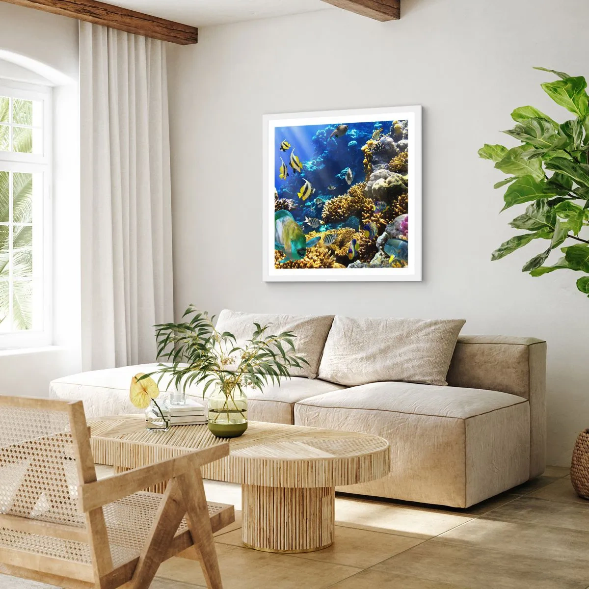 Poszter fekete keretben - Nagy forgalom a nyaraló ösvényen - 40x40 cm