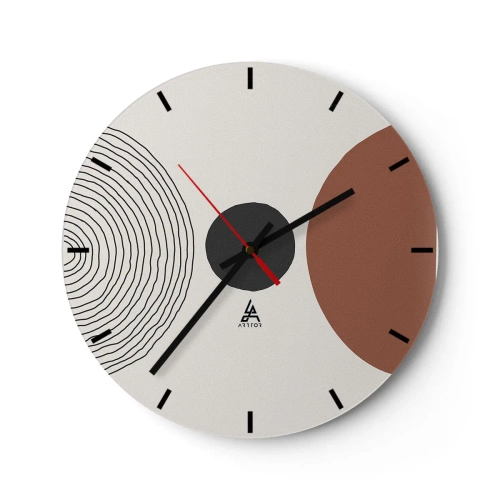 Falióra, Óra - Koncentrikus vonalak és geometriai körök kontrasztja - 30x30cm - A figyelem középpontjában - Modern fali dekoráció nappalihoz, konyhához és hálószobához ARTTOR