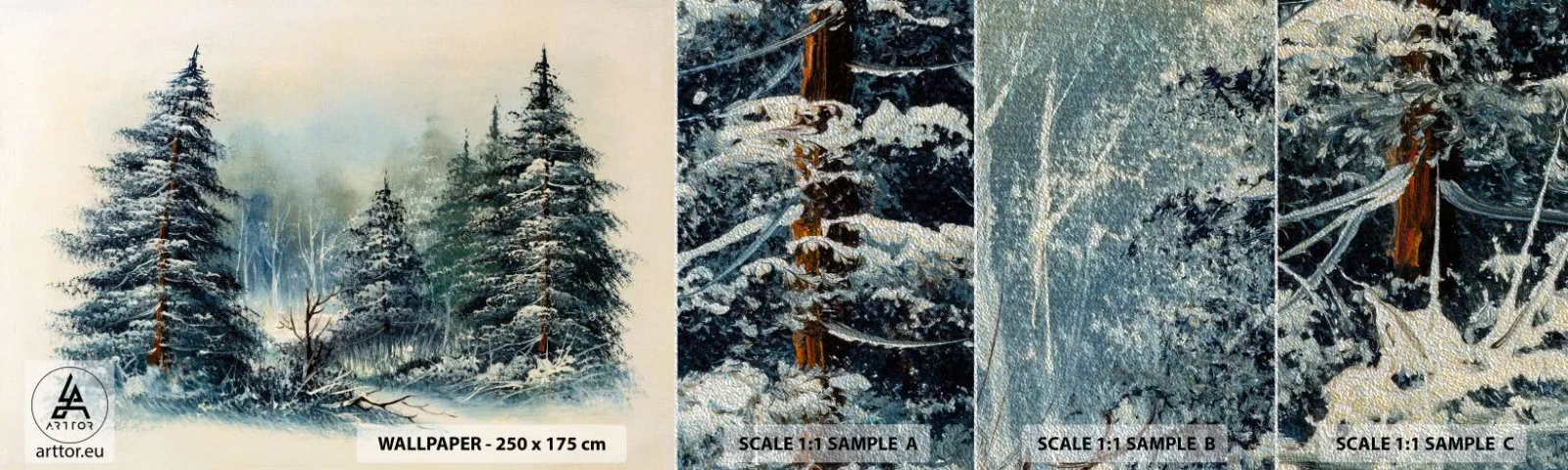 Fotótapéta Minta Premium Sand - Karácsonyra készen - Tájkép, Erdő, Természet - 100x30 cm