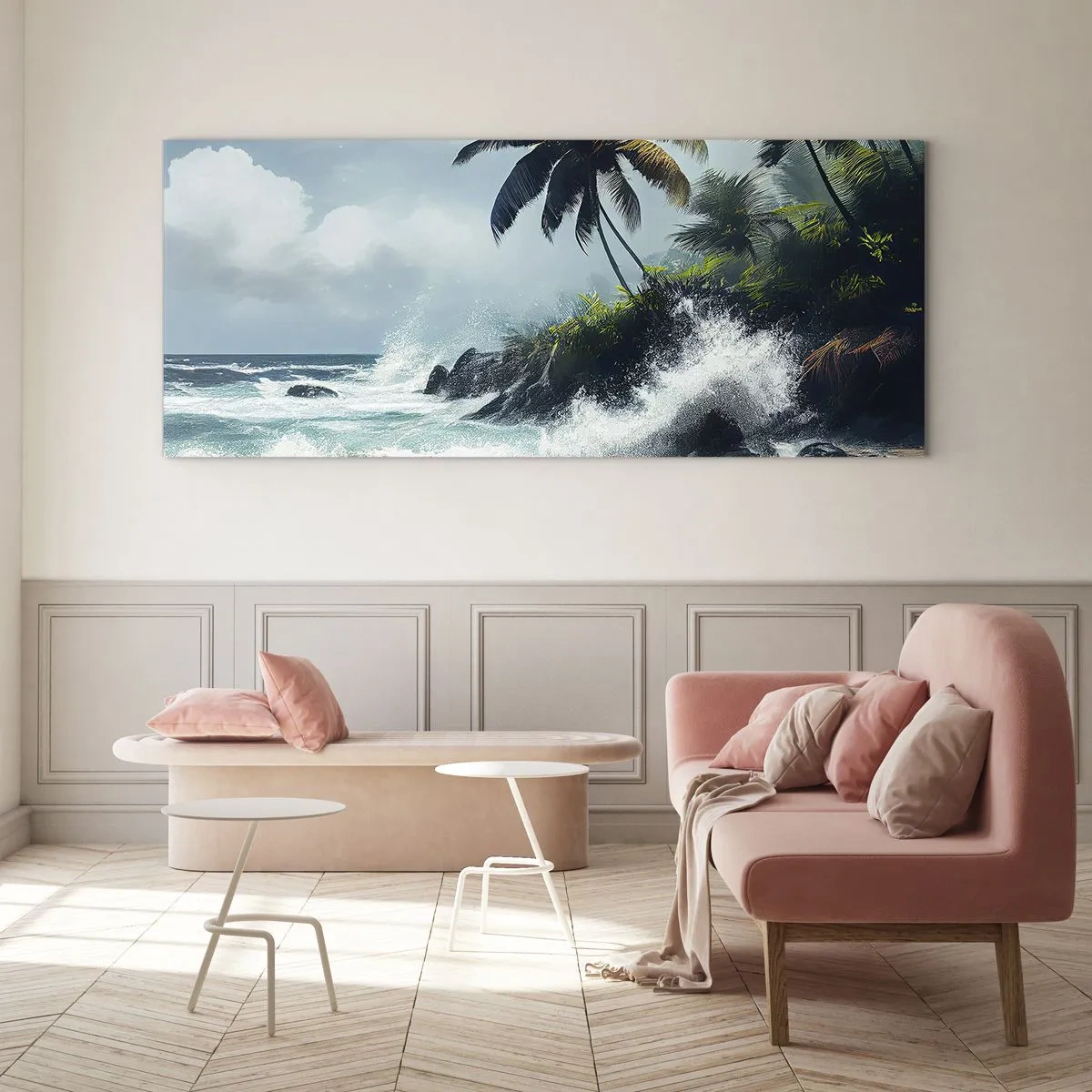 Üveg kép - Egy trópusi parton - 100x40 cm