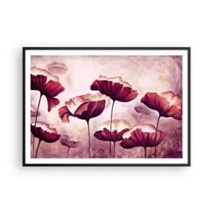 Poszter fehér keretben - Piros és fehér szirom - 100x70 cm