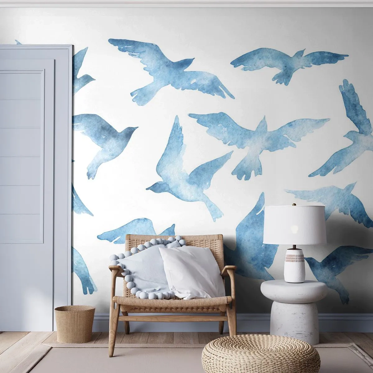 Fotótapéta Standard Eco - Kék madarak - Absztrakció, Madár, Grafika - 200x140 cm