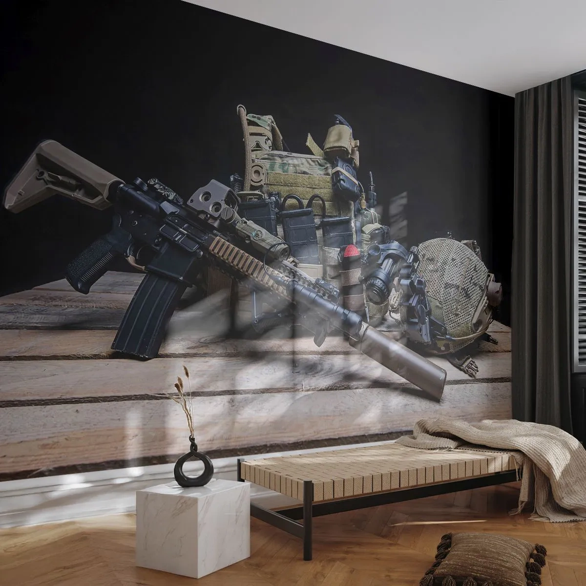 Fotótapéta Premium Canvas - Pihenj! - Katonai, Puska, Fegyver - 350x256 cm