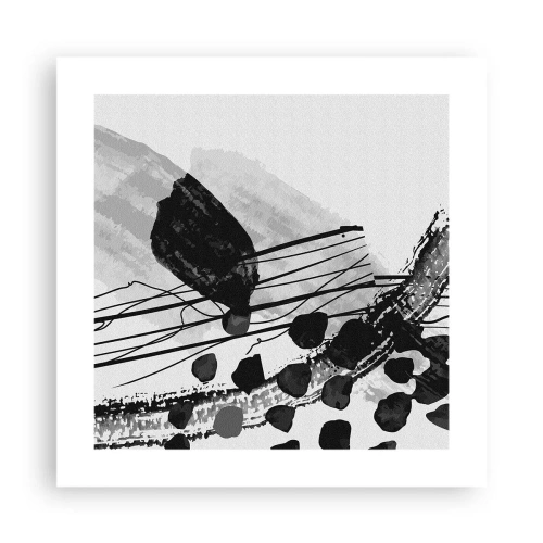 Poszter - Fekete-fehér organikus absztrakció - 40x40 cm