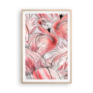 Poszter világos tölgy keretben - Madári  corps de ballet - 61x91 cm