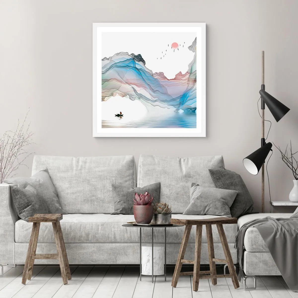 Poszter fekete keretben - A kristály hegyek felé - 60x60 cm