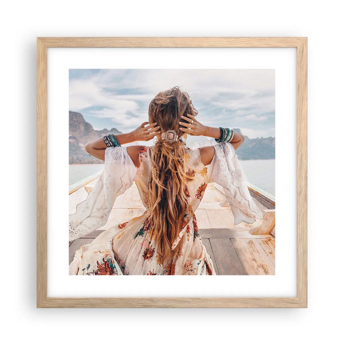 Poszter világos tölgy keretben - Az út a boldogság felé - 40x40 cm