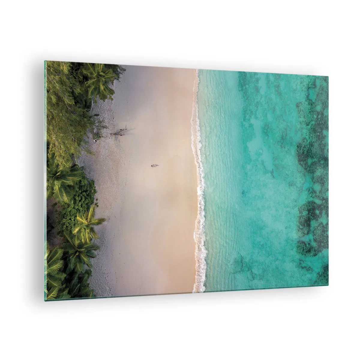 Üveg kép - Légifelvételek egy trópusi strandról és türkizkék tengerről - 70x50cm - Paradicsomi tengerpart - Modern fali dekoráció nappalihoz és hálószobához ARTTOR