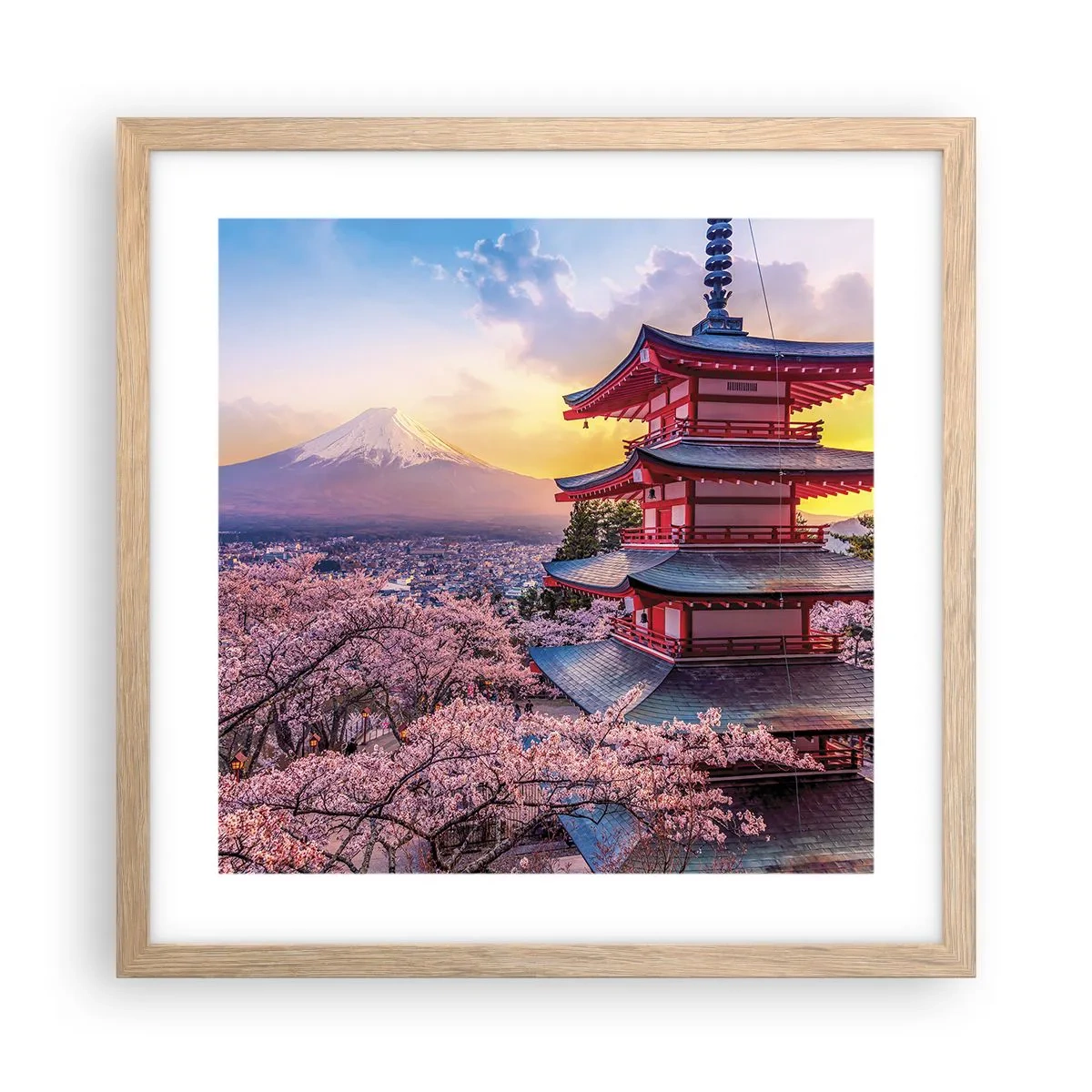 Poszter világos tölgy keretben - A japán lélek lényege - 40x40 cm