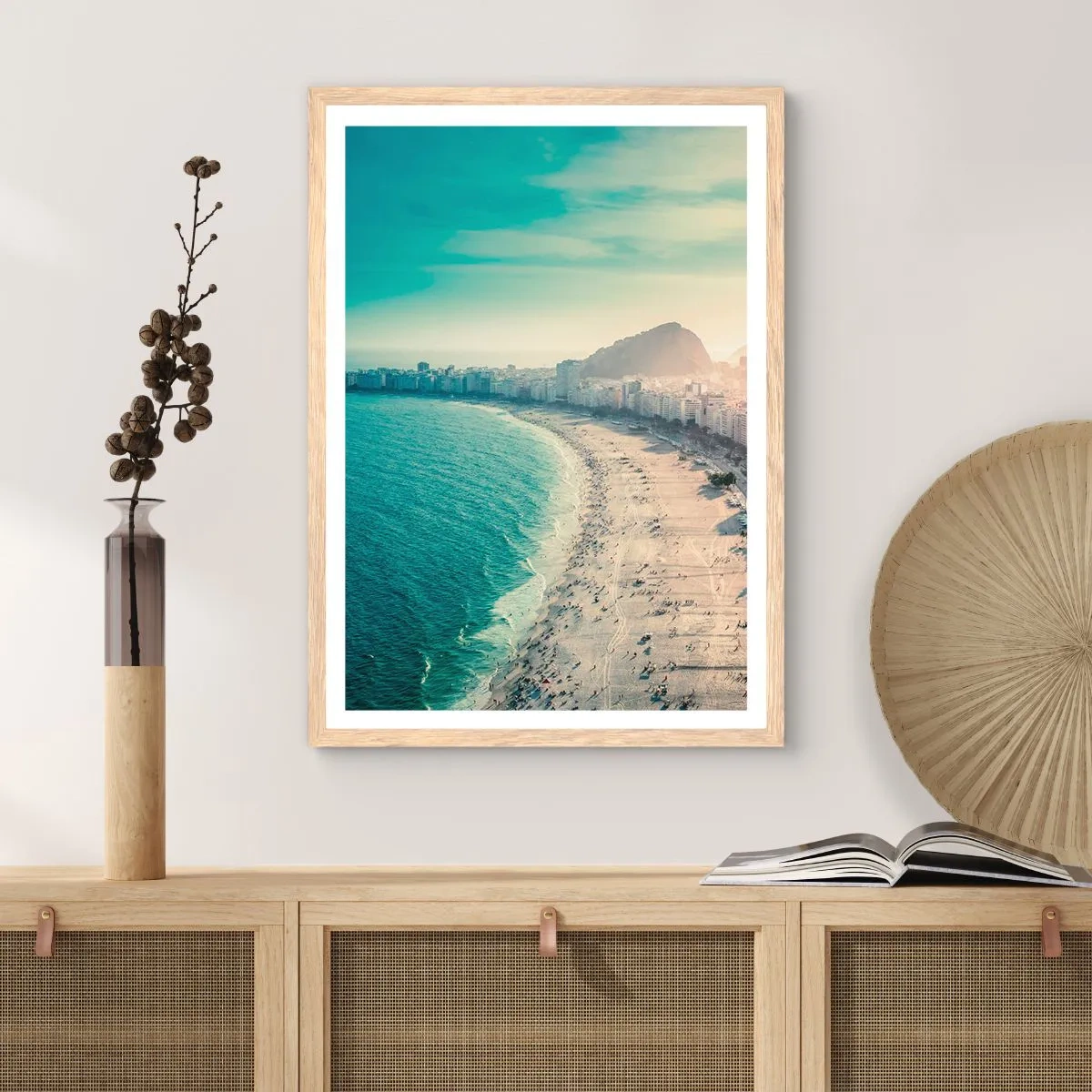Poszter világos tölgy keretben - Örökös nyaralás Rióban - 40x50 cm