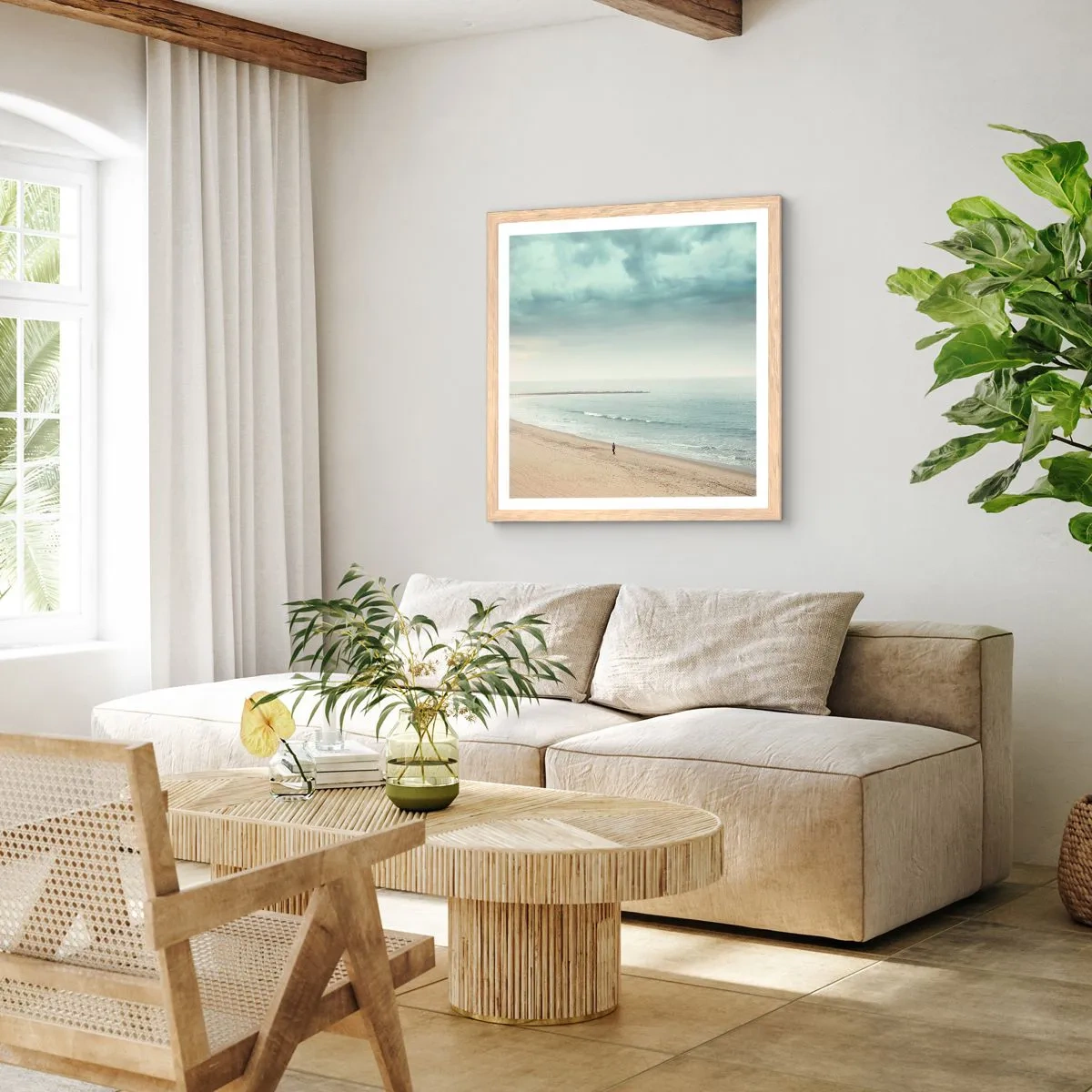 Poszter világos tölgy keretben - A békét keresve - 40x40 cm