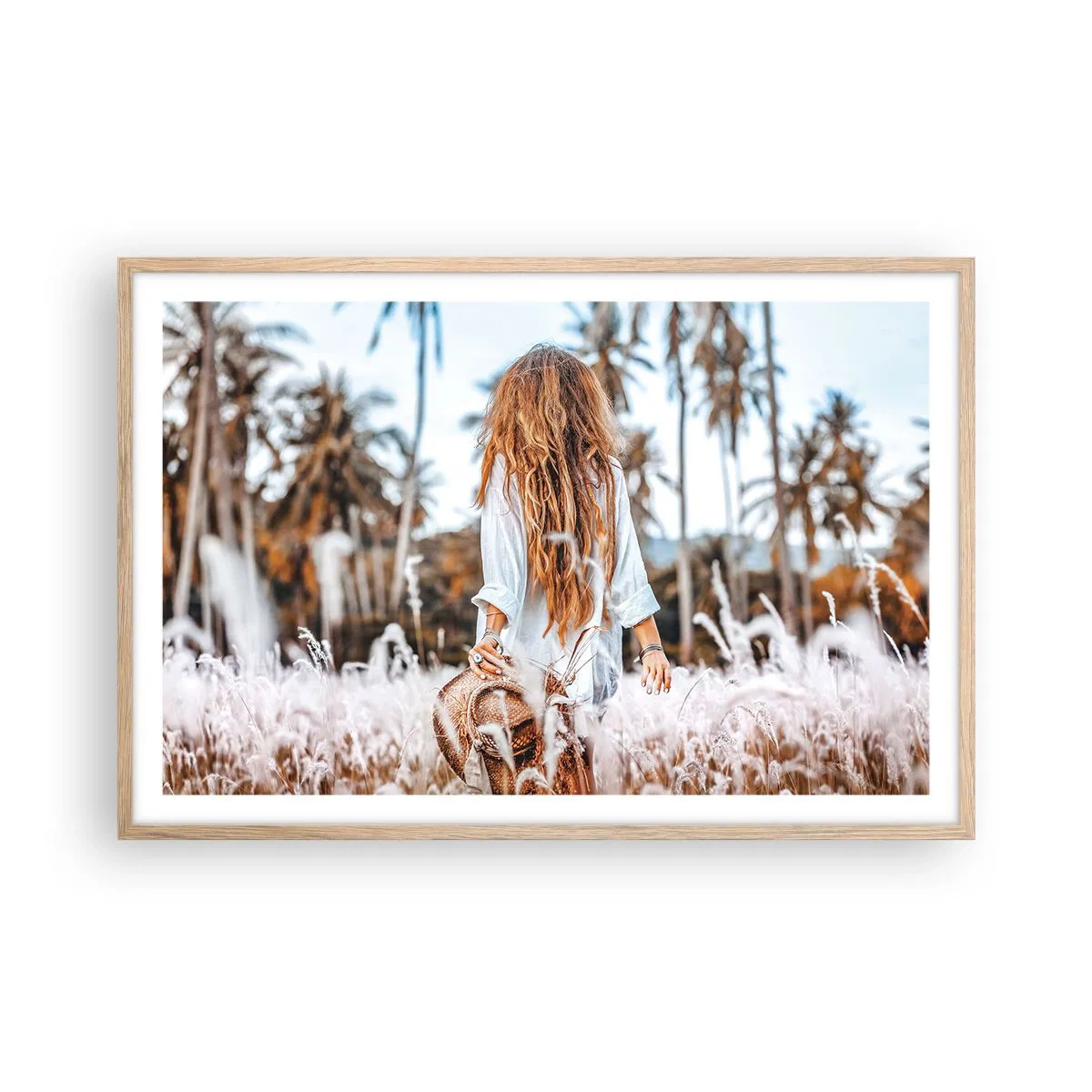 Poszter világos tölgy keretben - Fűbolyhból született - 91x61 cm