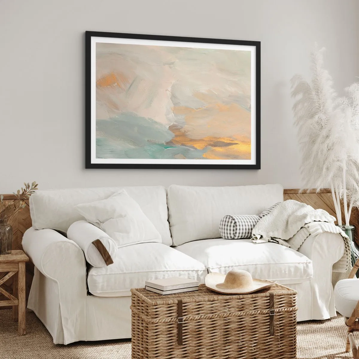 Poszter fehér keretben - Absztrakció - a szelídség földje - 91x61 cm