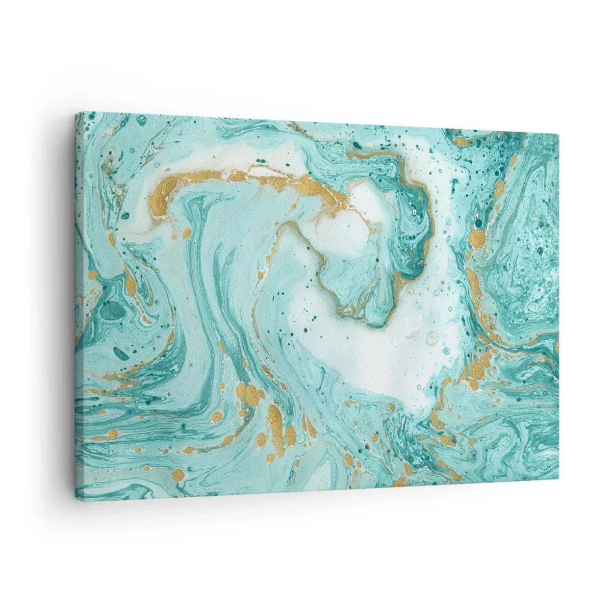 Vászonkép - Türkiz márvány arany díszítéssel absztrakt kompozícióban - 70x50cm - Az Edo-korszak nagy hulláma alatt - Modern fali dekoráció nappalihoz és hálószobához ARTTOR