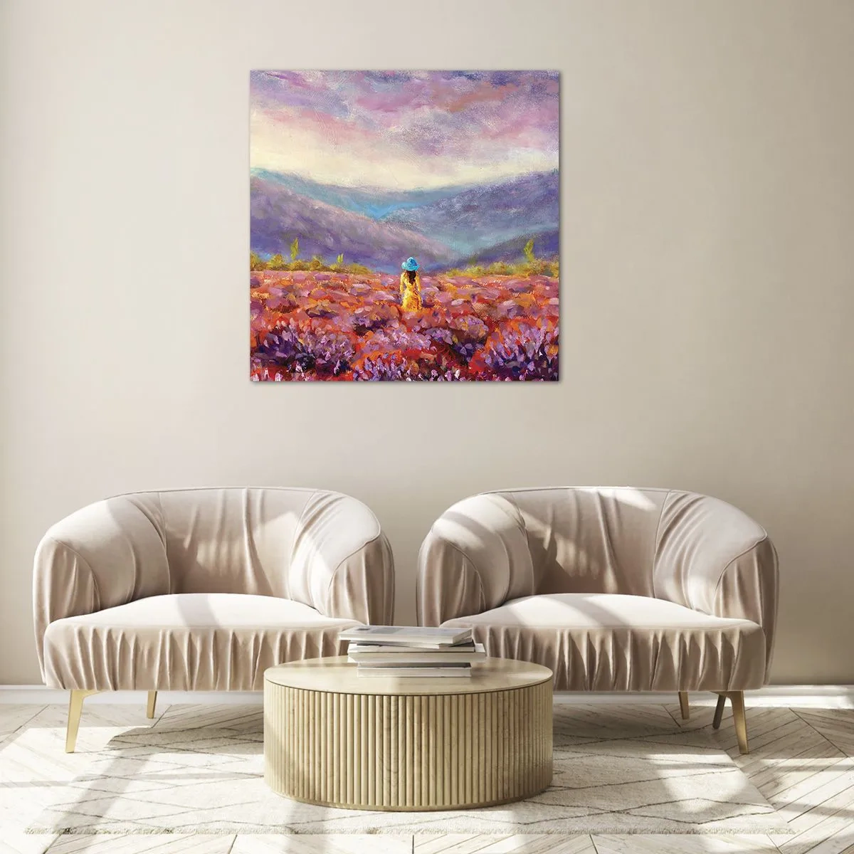 Üveg kép - A levendula világában - 60x60 cm