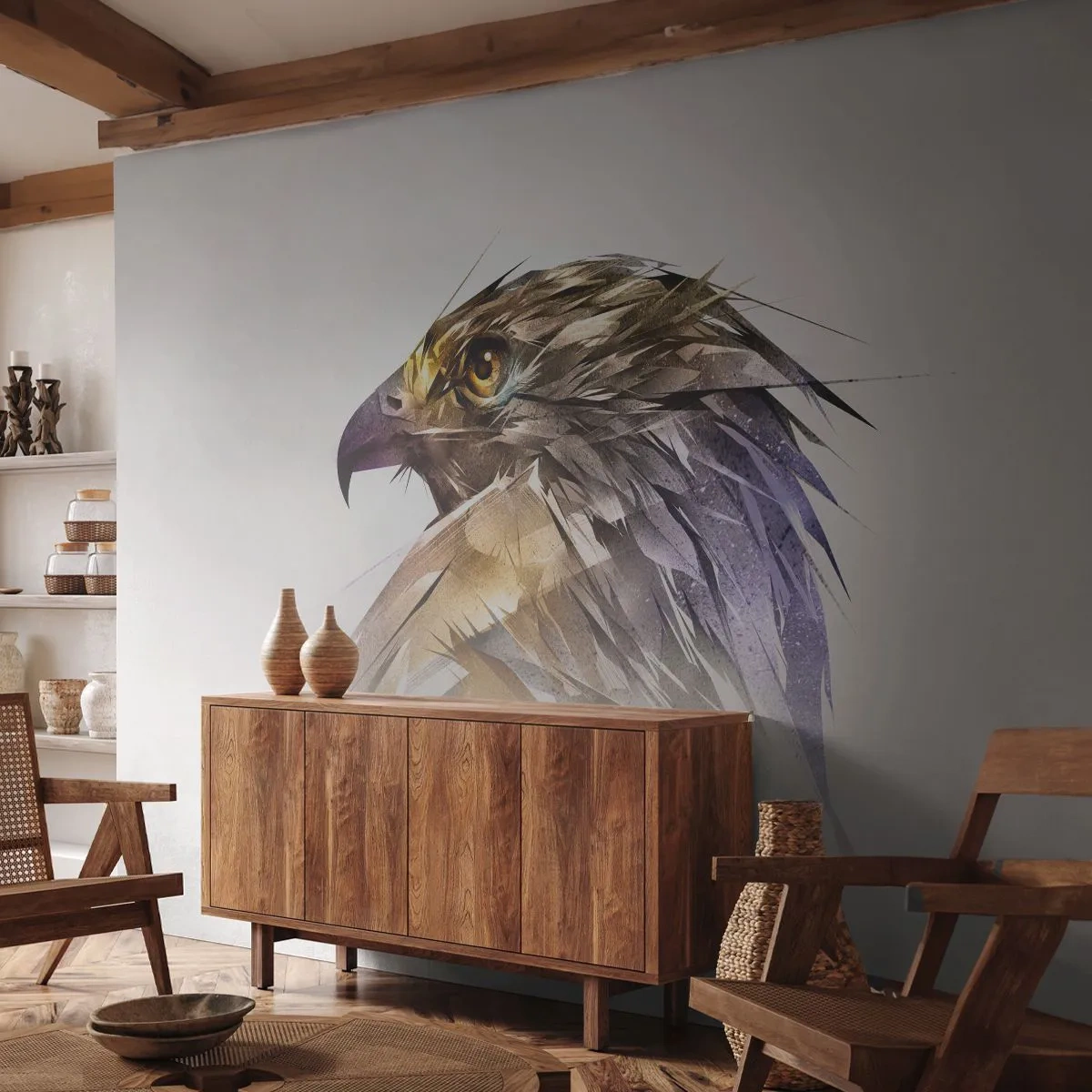 Fotótapéta Premium Canvas - Egy harcos portréja - Absztrakció, Sas, Madár - 200x140 cm