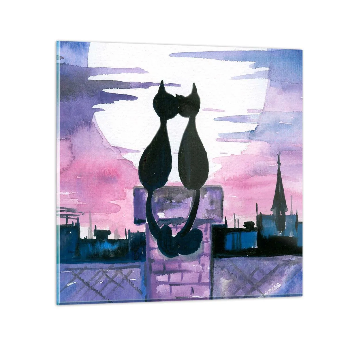 Üveg kép - Rendez-vous a holdfénynél - 40x40 cm