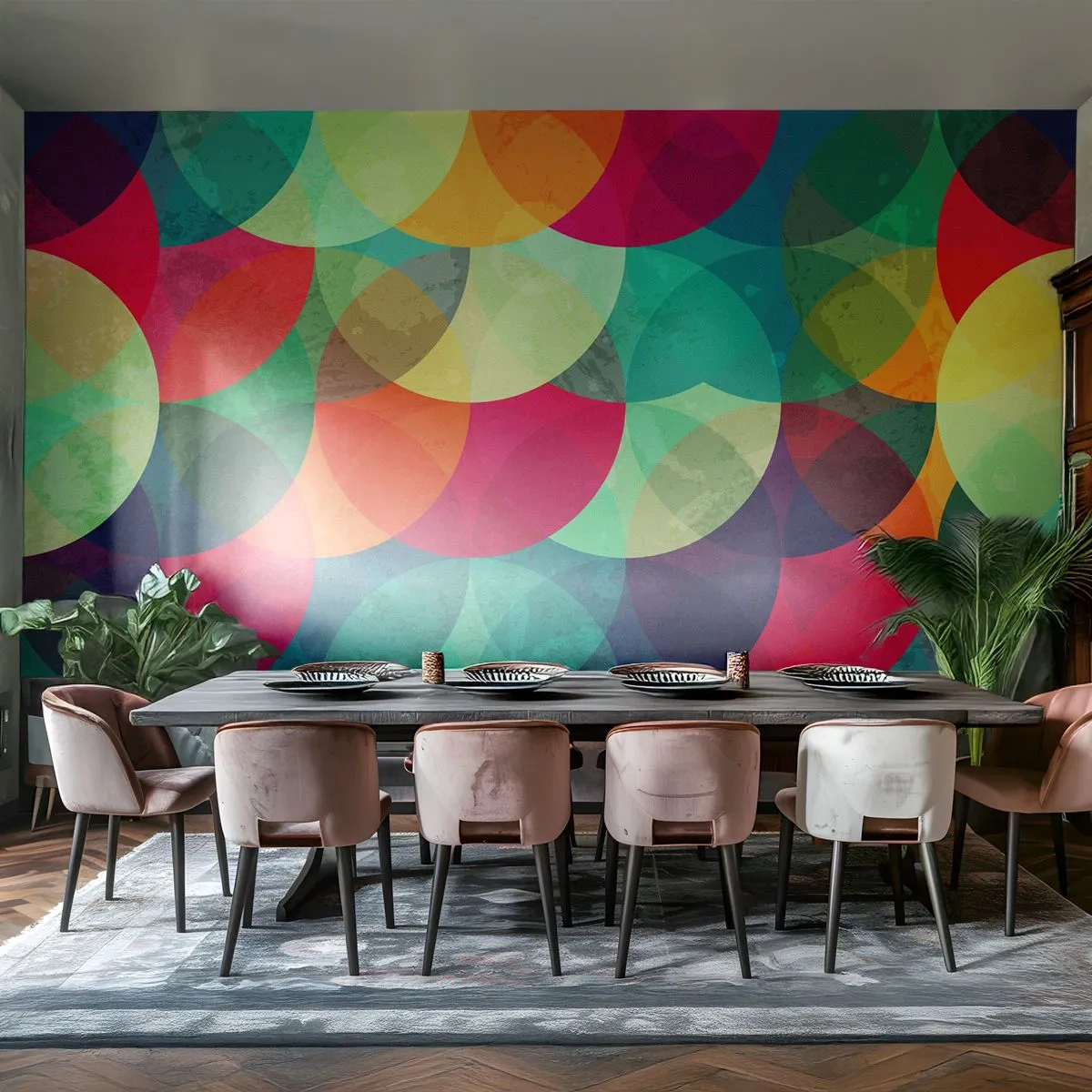 Fotótapéta Premium Canvas - Felszívárványság - Absztrakció, Darab, Színes körök - 200x140 cm