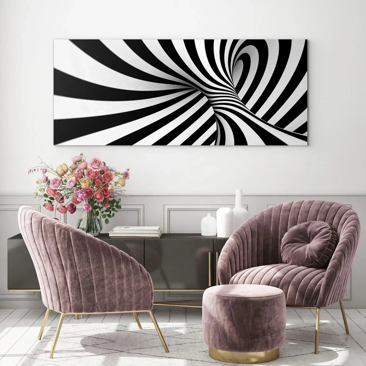 Üveg kép - Összetétel: táncoló tér - 120x50 cm