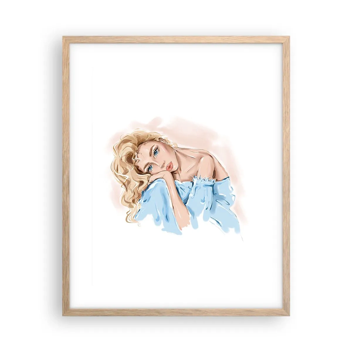 Poszter világos tölgy keretben - Álmodozó a kékben - 40x50 cm