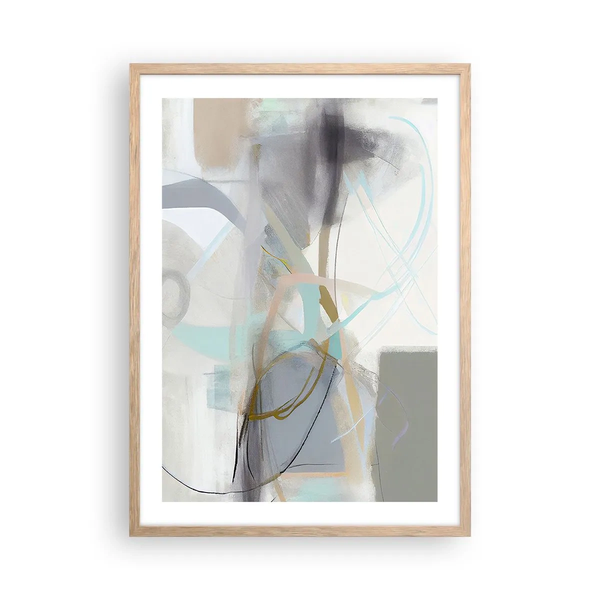 Poszter világos tölgy keretben - Ködös absztrakció - 50x70 cm